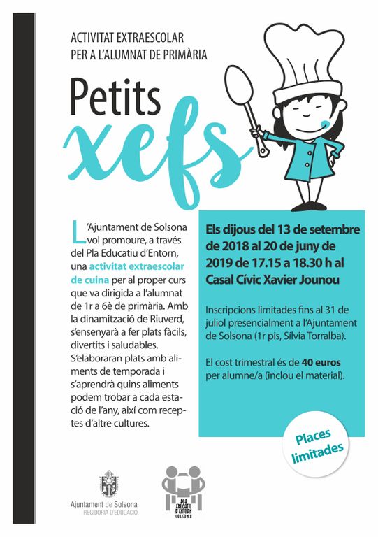 ‘Petits xefs’, la primera activitat extraescolar de cuina a Solsona