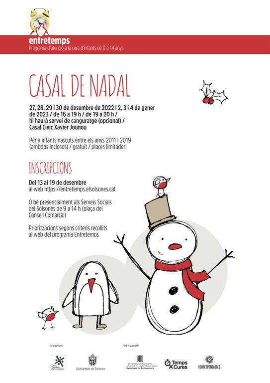 Dimarts s’obren les inscripcions del Casal de Nadal per a infants de 3 a 12 anys del Solsonès