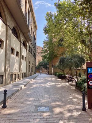 Plaça de Palau i portal del Castell, dos dels accessos amb pilona 