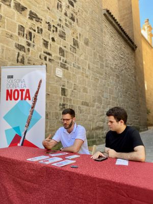 Presentació de l'oferta musical d'estiu en roda de premsa, avui a la plaça de la Catedral