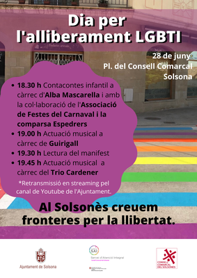 El Solsonès celebra el Dia per l’alliberament LGBTI amb una activitat familiar i dues actuacions musicals 