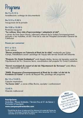 L’acompanyament al final de la vida i els dols, tema de la quarta Jornada amb tracte de Solsona