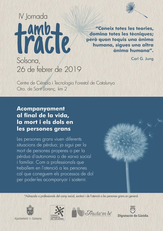 L’acompanyament al final de la vida i els dols, tema de la quarta Jornada amb tracte de Solsona