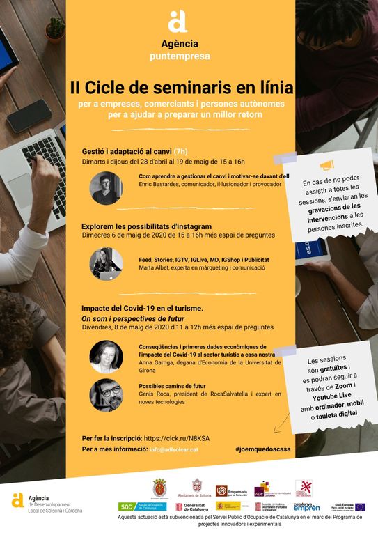 L’Adlsolcar organitza un nou cicle de seminaris en línia per a empreses, comerciants i autònoms