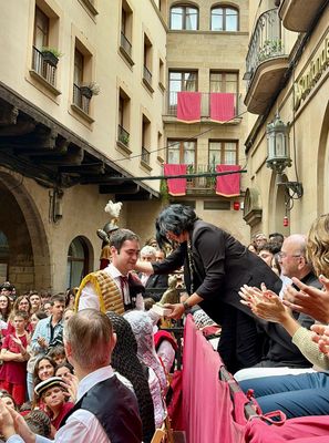 (AUTORIA 1a foto: Marc Ramonet) L'hereu de la demarcació en el reconeixement a la plaça durant els ballets d'ahir 