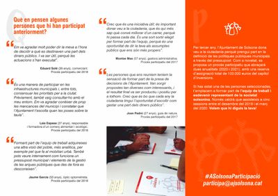 L’Ajuntament solsoní posa en marxa el pressupost participatiu per a les anualitats 2020 i 2021