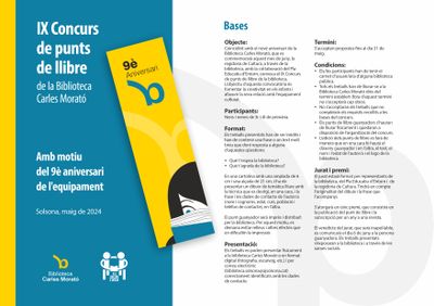 La Biblioteca Carles Morató convoca el novè Concurs de punts de llibre