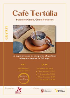 La biblioteca solsonina acollirà el “Cafè tertúlia” per a persones de més de 60 anys