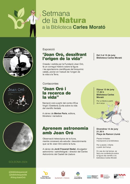 La biblioteca solsonina commemora l’Any Joan Oró amb activitats per a tots els públics