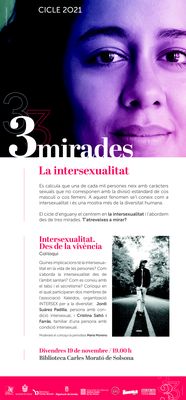 La segona edició del cicle ‘3 mirades’ se centra en la intersexualitat
