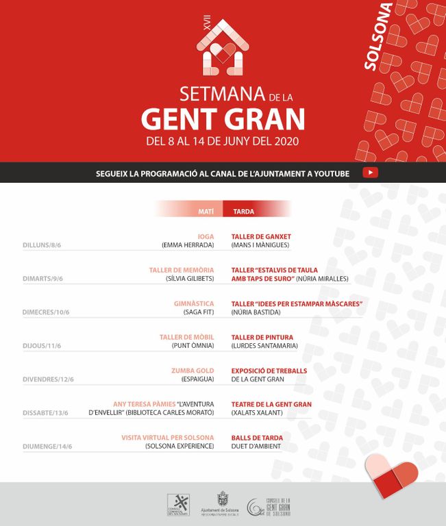 La Setmana de la Gent Gran de Solsona es trasllada al món virtual amb una quinzena de propostes