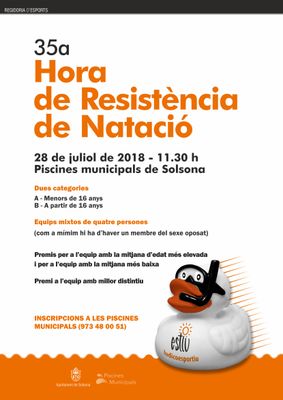 Les piscines municipals de Solsona acullen dissabte la 35a Hora de Resistència de Natació  