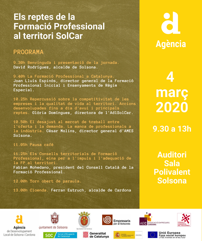 Organitzen una jornada per ajustar l’oferta i la demanda de treball amb la FP al Solsonès i Cardona 