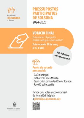 Cartell de la fase de votació final, oberta fins al 13 d'abril