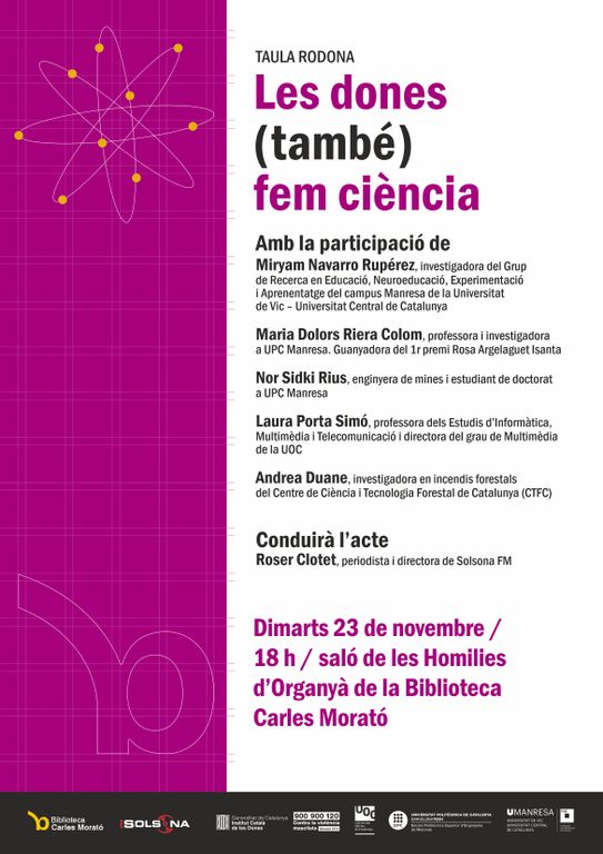 Solsona acull una taula rodona amb cinc científiques de de la Catalunya central    