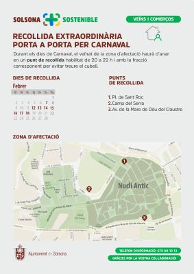 Solsona altera la recollida de residus porta a porta al centre per Carnaval