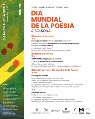 Solsona celebra el Dia Mundial de la Poesia amb la participació de premiades poetes, una crida popular i un recital