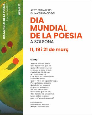 Solsona celebra el Dia Mundial de la Poesia amb la participació de premiades poetes, una crida popular i un recital