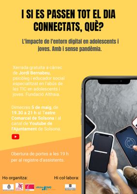 Solsona convoca les famílies a una xerrada sobre l’impacte de les pantalles en adolescents i joves