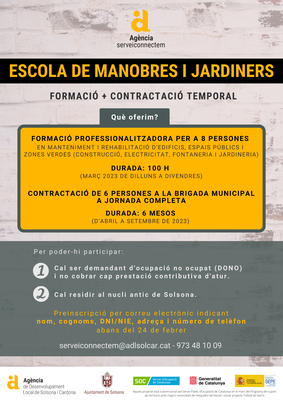 Solsona crea una escola de manobres i jardiners amb l’opció a un contracte temporal