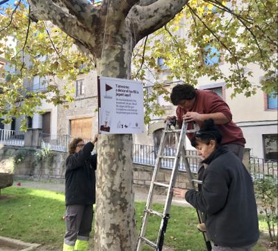 Solsona llança nous missatges sobre els excrements de gos amb l’ajut de banderoles per assenyalar-los