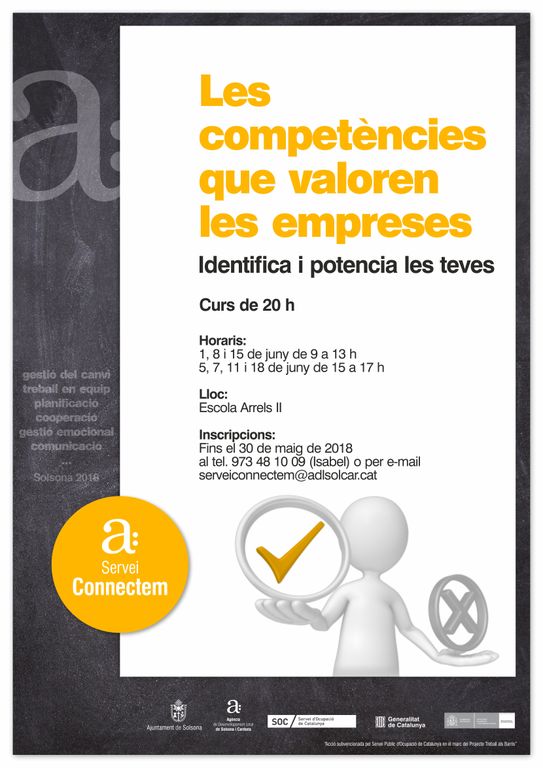 Solsona organitza al juny un curs per potenciar les competències que valoren les empreses