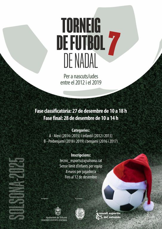 Solsona organitza el primer Torneig de futbol 7 de Nadal per a infants nascuts entre el 2012 i el 2019