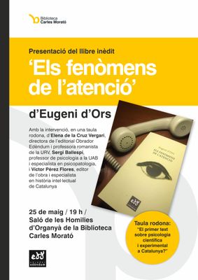 Víctor Pérez presenta a Solsona un llibre inèdit d’Eugeni d’Ors sobre psicologia